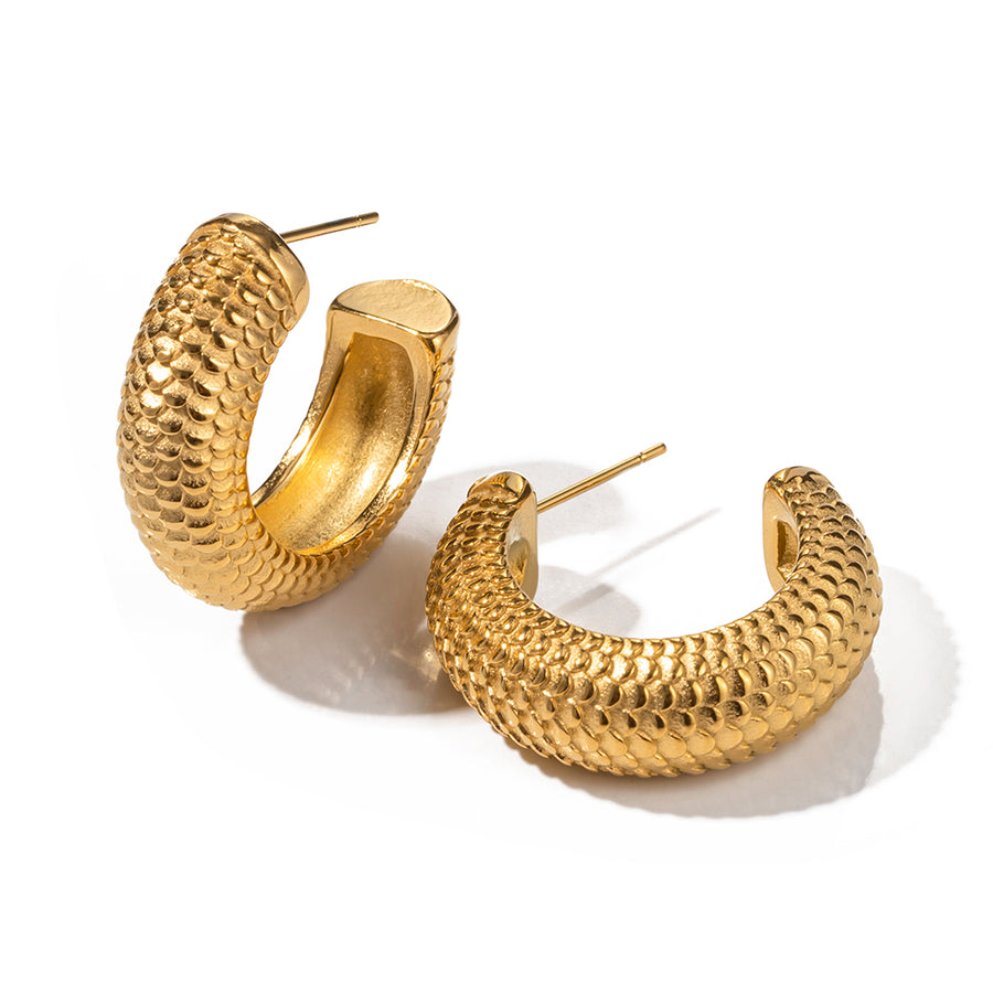 youthwayfashion-gold-fish-scale-hoop-earrings-1