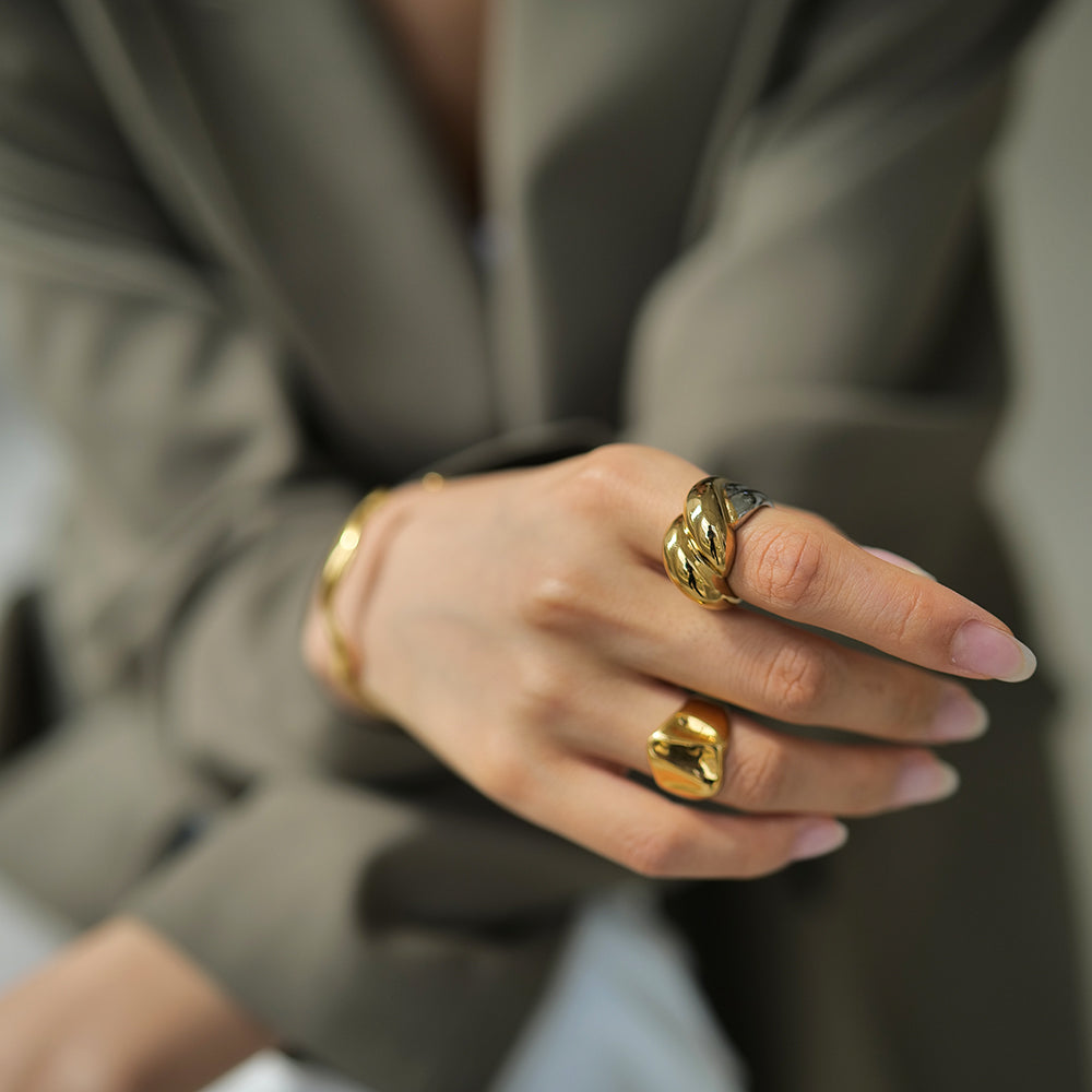 Wide rings for women, Brushed ring, Gemstone ring, Double shops stone ring, Wide gemstone ring, Wide ring 15MM, Adjustable ring, Statement ring